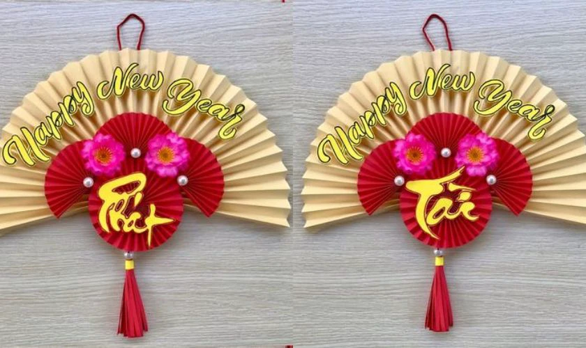 Lồng ghép phụ kiện để làm nổi bật quạt trang trí Tết